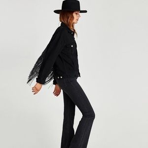 zara black fringe jacket